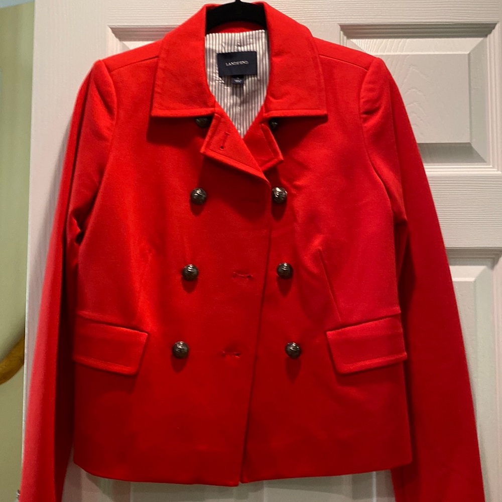 Lands End jacket with nautical buttons. 2 Front pockets.